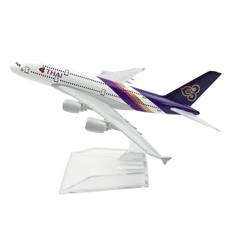 1/400 Thailand A380 Airplane Model Mini Gift Toy Collectible with Display Stand, Ideal for Aviation Enthusiasts
