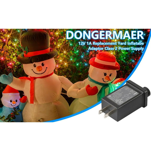 VAJUSO Christmas Inflatable Yard Decoration, 1.5 12V Class 2 Low Voltage Electrical Plug-in Power Unit, Holiday Outdoor Inflatable Ornament for Garden or Lawn(Black)