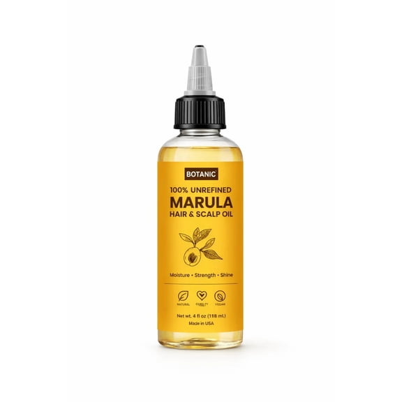 BOTANIC 100% Unrefined Marula Hair & Scalp Oil, Moisture, Strength & Shine, 4 fl oz