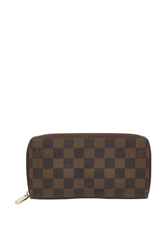 Pre-Owned Louis Vuitton Damier Zippy Wallet Round Zipper Long N60015 Brown Leather Women's...