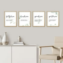 PixonSign Framed Wall Art Spiritual Inspirational Virtue Quotes Posters, Set of 4 Faithfulness, Kindness, Goodness, Gentleness Botanical Illustrations, Canvas Prints for Home Decor - 8"x10" Natural