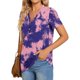 thumbnail image 4 of mfyjkho Tops Para Mujer, Top/Camiseta De Manga Corta Con Cuello En V, Botones Y Rayas Degradadas Para Mujer Tops De Gimnasio Para Mujer Xxl, 4 of 7