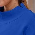 thumbnail image 4 of Mockneck Sweatshirt Women Pullover Shirt Turtleneck Long Sleeve Tops Workout Tops Cute Tunic Tops Fall Outfits Plain Warm Sweatshirt Stretchy Clothes Solid Color Lounge Tops No Hood with Pockets Blue, 4 of 4