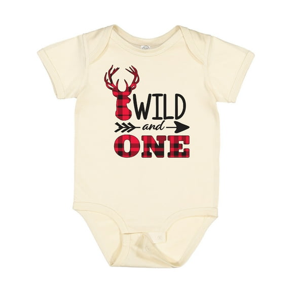 Inktastic Plaid Deer Wild and 1 with Arrow Boys or Girls Baby Bodysuit