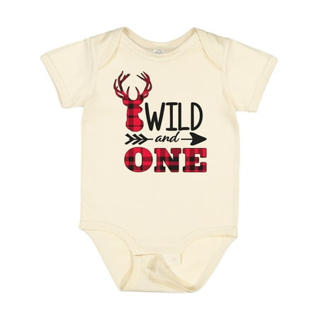 

Inktastic Plaid Deer Wild and 1 with Arrow Gift Baby Boy or Baby Girl Bodysuit