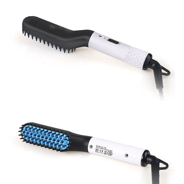 Alisador de barba para hombres - Peine alisador de barba con tecnología iónica de calentamiento más rápido - Cepillo eléctrico portátil para peinar el cabello