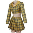thumbnail image 2 of Yellow Plaid Crop Top Skirt Suit, 2 of 7