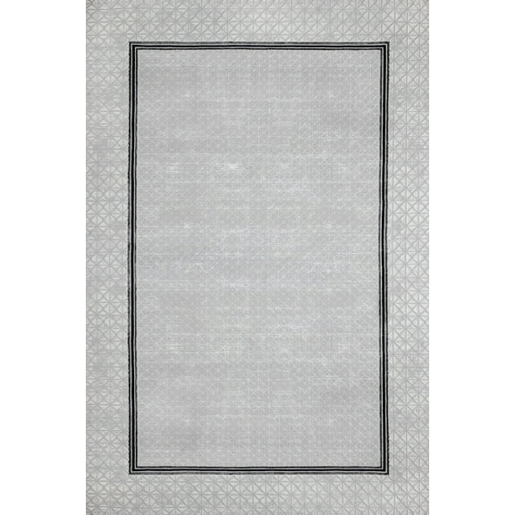 Grey Framed Area Rugs for Living Room Washable Rugs Boho Moroccan Area Rug Soft Neutral Geometric Bohemian Carpet Distressed Indoor Rug for Bedroom Dining Room Office Foldable Nonslip Rug