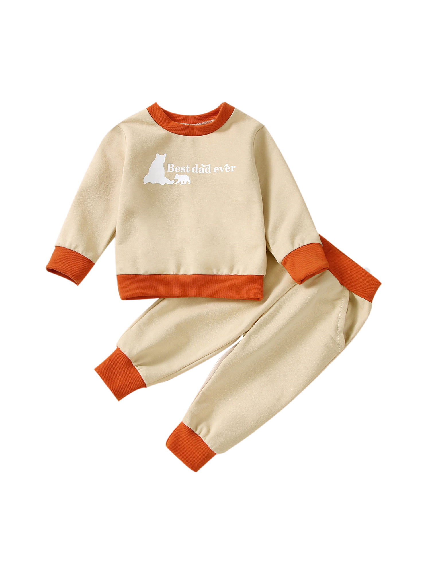 Long Pants Set Toddler Baby Boy Outfit Letter Printed Long Sleeve T-shirt Tops 