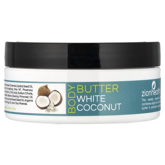 Zion Health Body Butter White Coconut 4 oz Cream