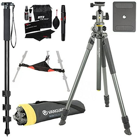 - Vanguard Alta Pro 2+ 263AB 100 Aluminum Tripod with Alta BH-100 Ball Head and Multi-Angle Center Column, Ritz Gear Tripod Stone Bag, 72-Inch Monopod with Quick Release and Ritz Gear Cleaning Kit