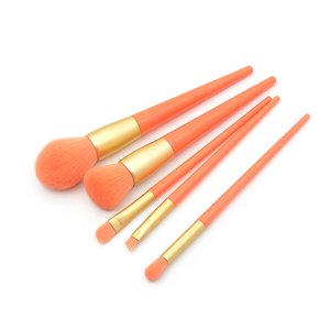OUNONA 5Pcs Set de maquillage Orange Portable Brosses Cosmétiques Professionnelles avec Ultra Dens Rayon Bristles