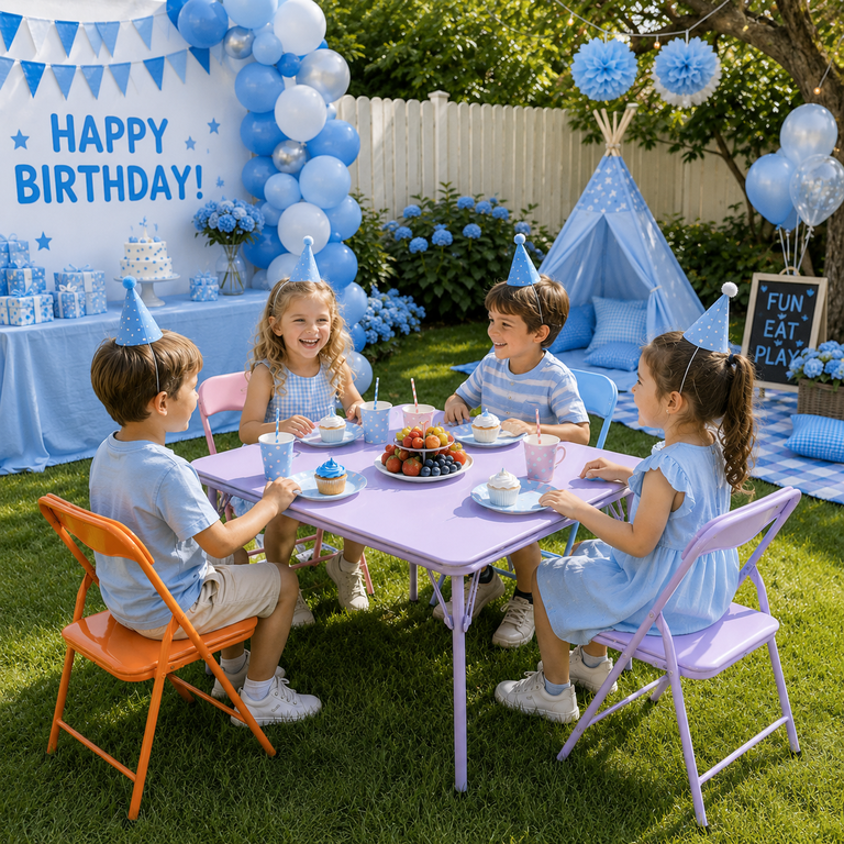 Homy Casa 5-Piece Kids Picnic Table and Chair Set, Foldable Set