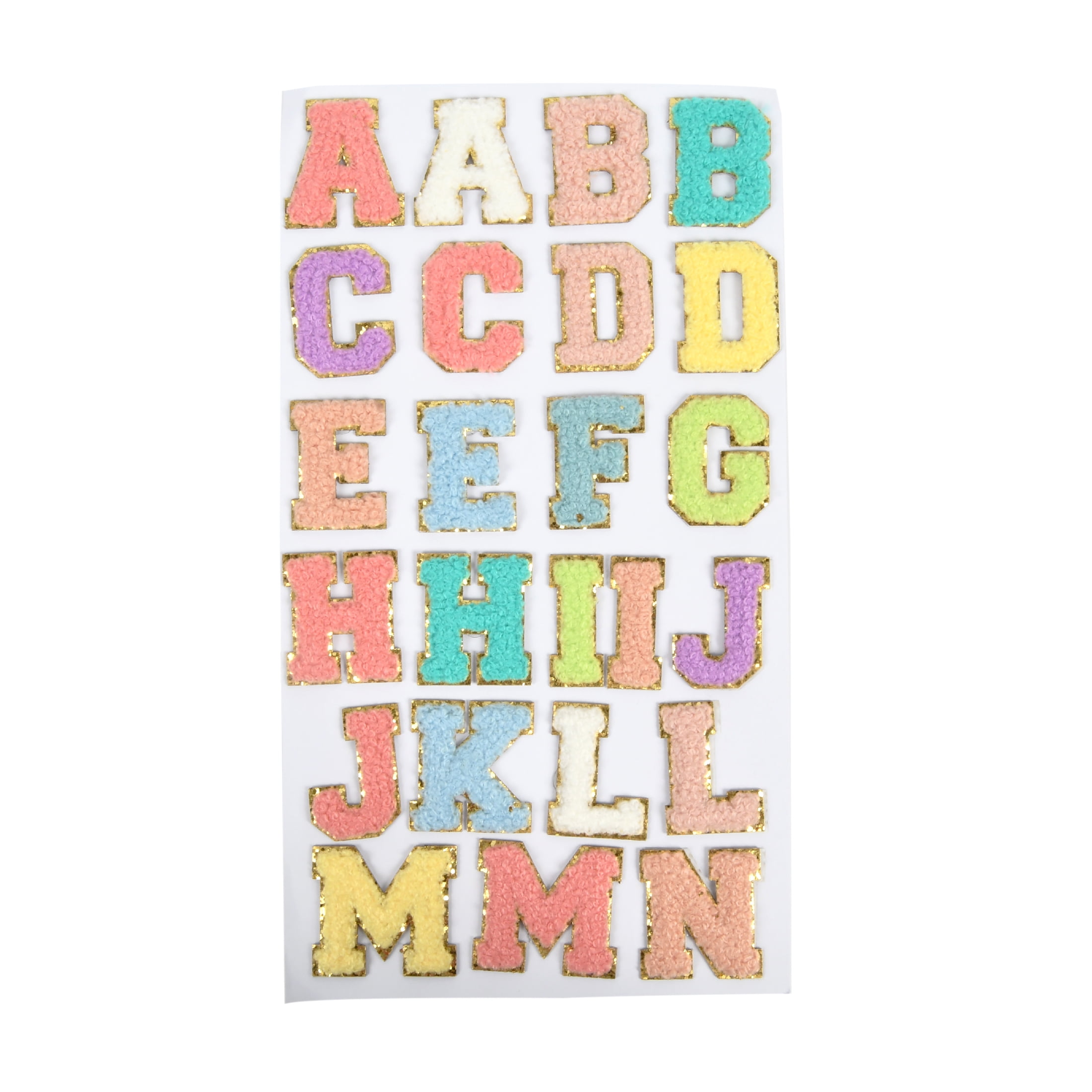 (3 pack) Hello Hobby Chenille Adhesive Alphabet Letter Patches Multi-Color 46 Pieces