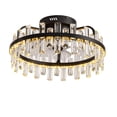 thumbnail image 2 of HOOMEDELIER 19" Indoor Dimmable Black Crystal Bladeless Ceiling Fan with Lights and Remote Control, Flush Mount Ceiling Fan, 2 of 12