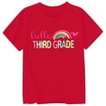 thumbnail image 4 of Tisuna Teen Girls Third Grade T Shirts Letter Print Short Sleeve Crew Neck Tops Regular Fit Kids Back To School T-Shirts Size 12-13 Years Red, 4 of 4