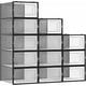 thumbnail image 1 of SONGMICS Cajas de Zapatos Plástico, Juego de 12 Organizadores de Almacenamiento, Caja Zapatero Plástico Plegable y Apilable para Zapatillas hasta talla 44, Transparente y Negro, 1 of 9
