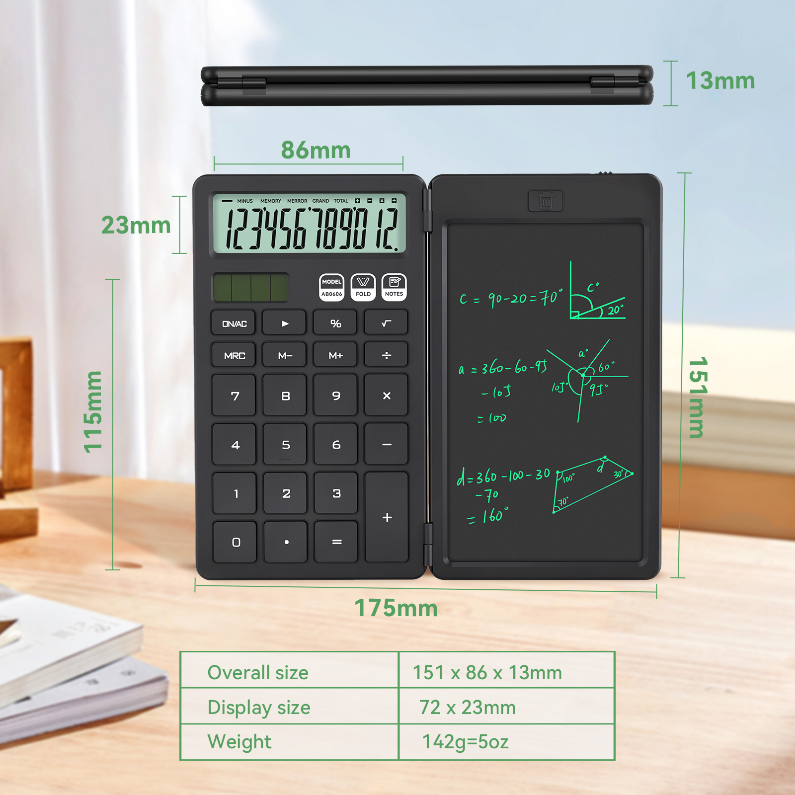 Newyes Desktop Calculator with Erasable LCD Notepad, Black photo 4