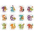 thumbnail image 1 of 12 Pcs/Set Cartoon Animal Baby Monthly Stickers Photography Commemorative Card Number Photo Props Newborn Milestone Memorial Month Stickers, 1 of 4