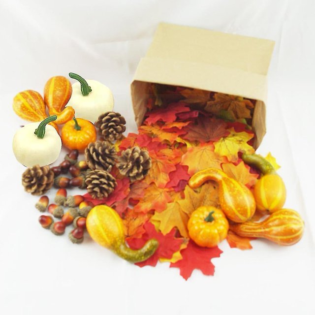 172 unids/set otoño vacaciones decoración calabazas y conos de arce hojas acción de gracias bellotas cosecha Halloween otoño banquete Pi
