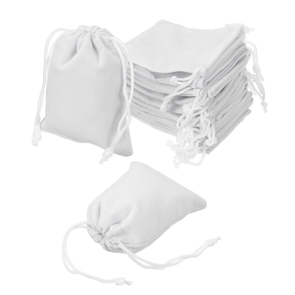 Uxcell 20 Pcs Velvet Drawstring Bag, 2.7 x 3.5 Inch Jewelry Velvet Pouches Gift Bags for Wedding Party Favor Candy Jewelry Packaging Organizing Storage, White