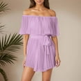 thumbnail image 2 of Mono capri con volantes y hombros descubiertos para mujer: conjunto de gasa para verano, ideal para ocasiones informales y citas, 2 of 5