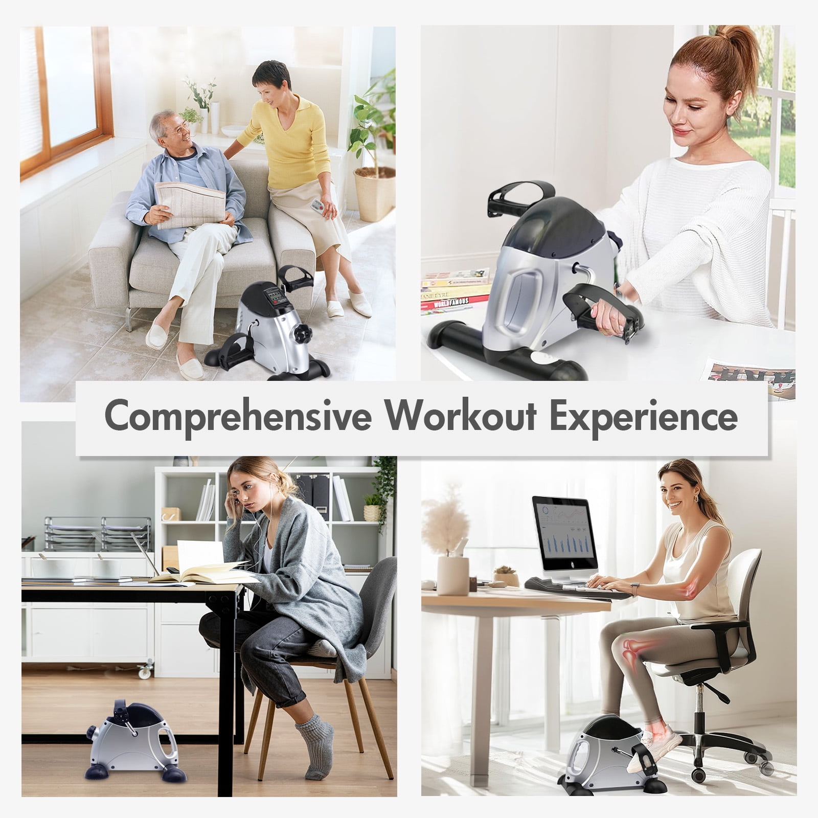 RICAN Under Desk Bike Pedal Exerciser, Mini Exercise Bike with Digital Display,  Portable Foot Cycle Arm & Leg Peddler Machine for Home