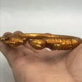 thumbnail image 4 of Solid Antique Gilt Phoenix Head Bracelet Wrist Hand Carved Auspicious Object, 4 of 9