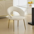 thumbnail image 3 of Set of 1 Velvet Fabric Dining Chairs with Curved Backrest and Golden Metal Legs for Kitchen or Dining Room (Beige), 3 of 12