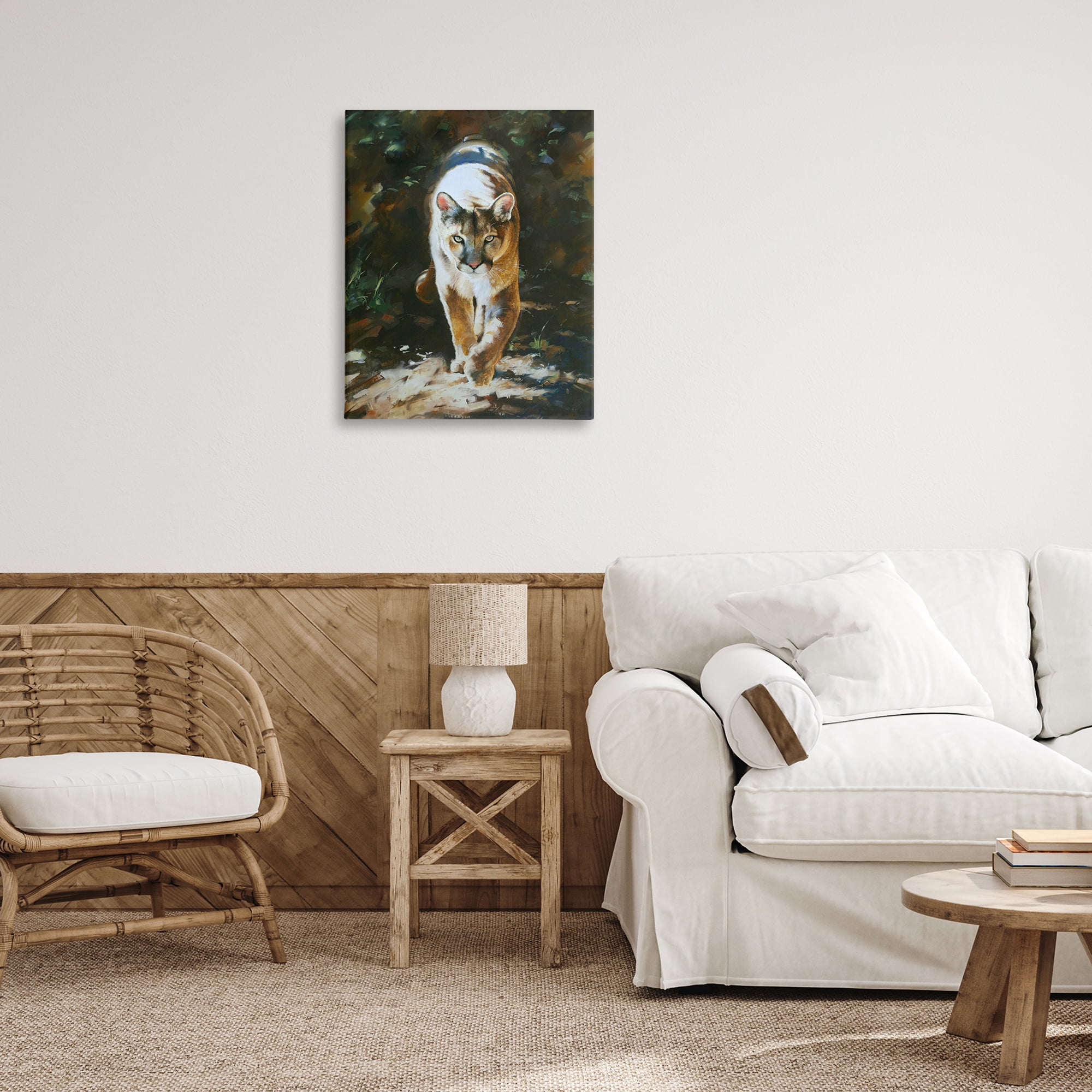 Stupell Industries Out of Shadows Panther Animals Painting Wrapped Canvas Art Print Wall Art, 24 x 30