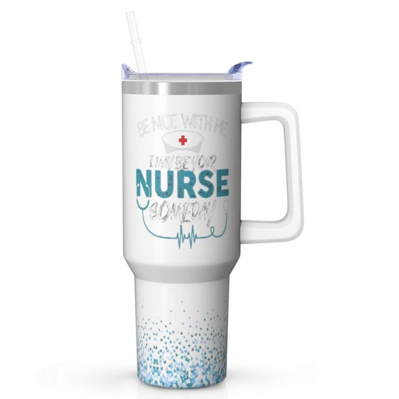 40oz Tumbler for Nurses with Handle, Stainless Steel Coffee Mug, Designed for Durability and Performance, A Thoughtful and Practical Nurse Gift for Any Season