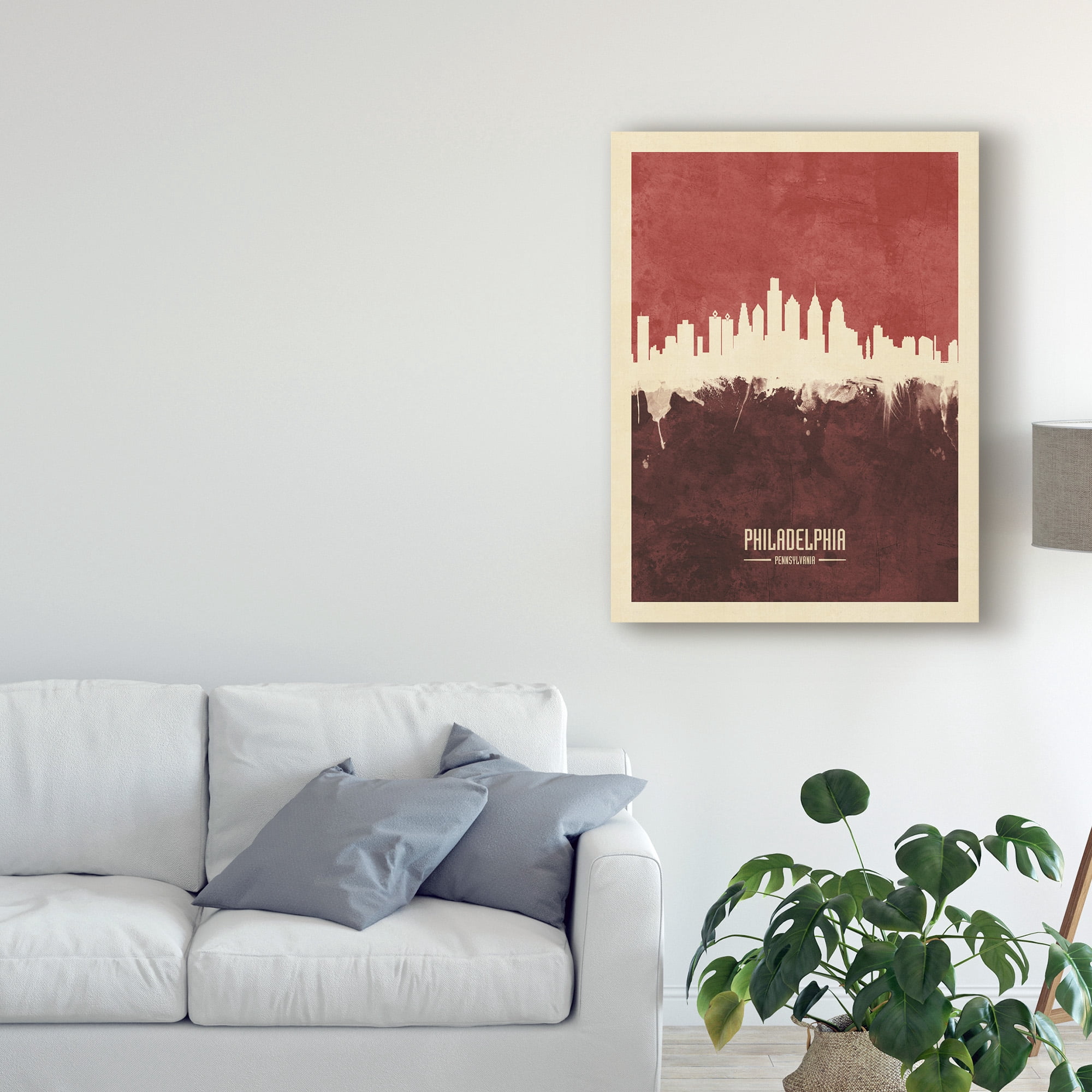 Trademark Fine Art 'Philadelphia Pennsylvania Skyline Red II' Canvas Art by Michael Tompsett