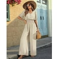 thumbnail image 4 of SRZYMJ Jumpsuit for Women Women's V Neck Short Sleeve Wide Leg Jumpsuit Elegant Casual Romper with Pockets for Spring, 4 of 9