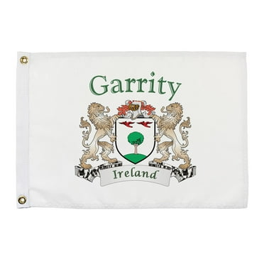 Garrity Irish Coat of Arms Small White Flag - 16"x10.5" inches