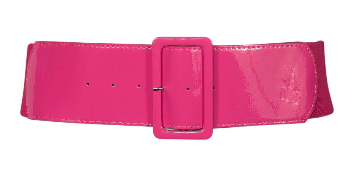 Ladies Wide Elasticated Fashion Belt Pink &  Red 