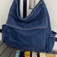 thumbnail image 2 of Bolso Bandolera Bolso de viaje para mujer Bolso bandolera escolar de mezclilla retro de gran capacidad (Azul oscuro) Ehuebsd Para Estrenar, 2 of 3