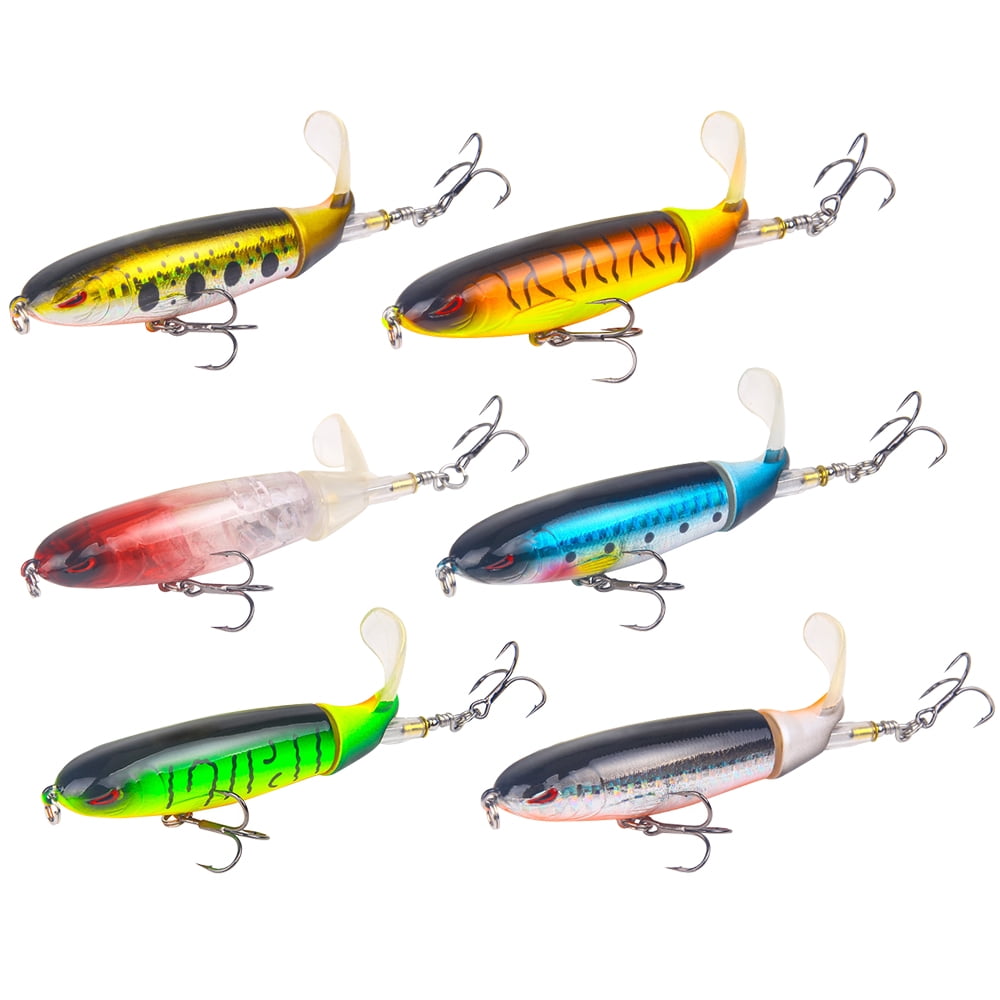 Fishing Lures for Bass, GIUGT 6Pcs Topwater Lure with Floating Rotating
