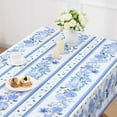 thumbnail image 3 of Square Tablecloth 55x55 Inch, Blue Stripe Floral Table Cloth for Square Table, Waterproof Spring Tablecloth Wrinkle Free for Patio, Card Table, Party Decor, 3 of 6
