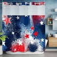 thumbnail image 2 of Flag Day No Hook Shower Curtain with Snap in Liner U.S. Flag Themed Red White Five-Pointed Star Graffiti Waterproof Bathroom Shower Curtain with See Through Top Window for Bathtub 72" x 72", 2 of 9