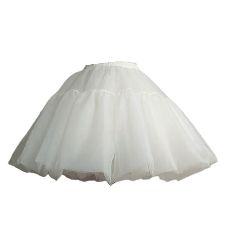 COMEET Skirt  Crinoline Underskirt Petticoat A-line Short Length Slip Bridal Dress Vintage Gown Hoopless White