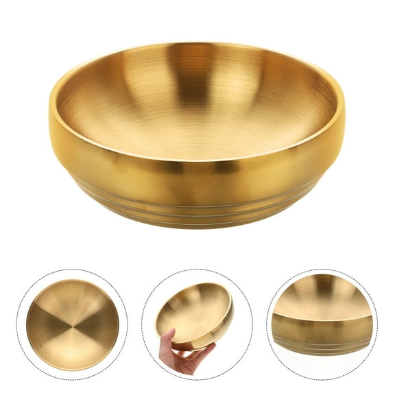 DEMACRIO Golden Stainless Steel Rounded Key Storage Bowl For Homeowners Decorative Metal Bowl 1Pack 7.39X7.39X2.55In