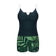 thumbnail image 5 of Traje de baño de 2 piezas para mujer, trajes de baño para mujer, conjunto de traje de baño informal de color liso extragrande con top dividido y relleno en el pecho para mujer, blusa de poliéster para, 5 of 6
