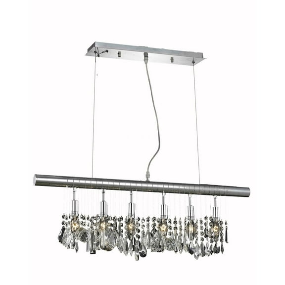 Elegant Lighting Chorus Line 6 Light Chrome Chandelier Clear Royal Cut Crystal