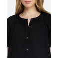 thumbnail image 5 of Time and Tru Women's Cotton Button Up Blouse with Short Sleeves, Sizes XS-XXXL, 5 of 6