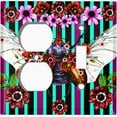 thumbnail image 4 of Metal Light Switch Plate Cover Unique Floral Beetle Teal Burgundy Stripes BUT010, 4 of 13
