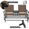 thumbnail image 6 of Gymax Patio 2-Person Glider Rocking Char Loveseat Garden w/ Tempered Glass Table Brown, 6 of 10