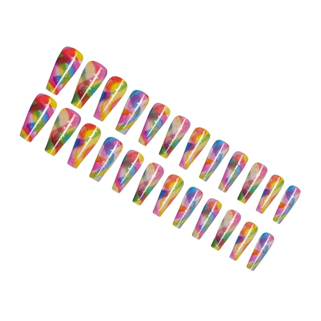 ruzhgo Length Coffin Fake Nail Scratch Resistant Press-on Fingernails Removable Trimble Nail Tip Adjustable Manicure Stickers Girls Type 1 Type 28
