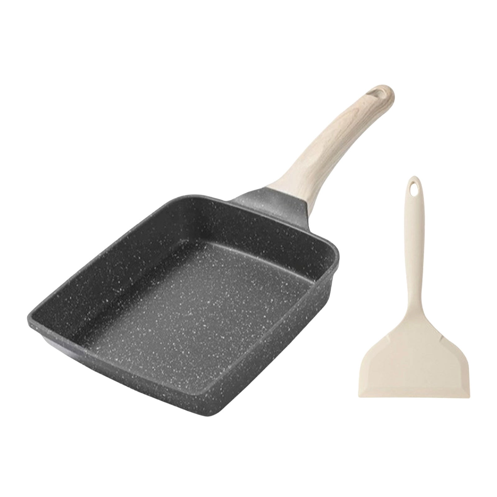Zguuel Square Pan Set, 7Inch Frying Pan, Skillets and Frying Pans Non Stick Kitchen Pans Frying Pans For Everyday Cooking with A Spatula (Black)