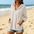 thumbnail image 6 of Rciityk Women's Lightweight Zip Up Hoodies Jacket Solid Color Summer Thin Drawstring Hooded Long Sleeve Casual Cardigan with Pockets, 6 of 9