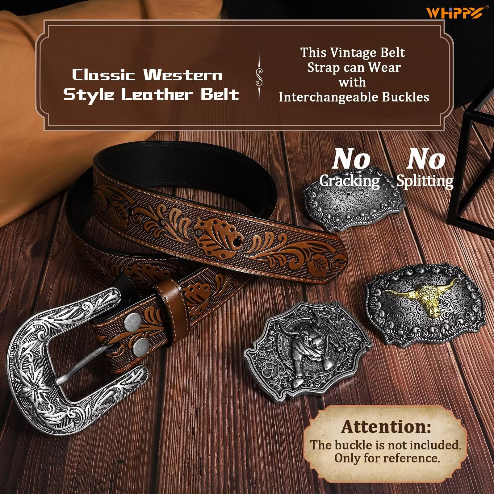 WHIPPY Western Belts for Men Women without Buckle Cowboy 